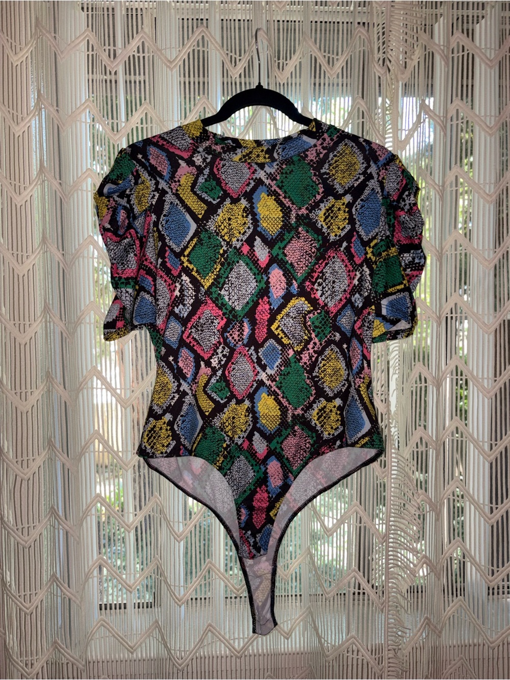 love J Multicolor Snake Print Bodysuit — Black, Pink, Green, Yellow, Blue